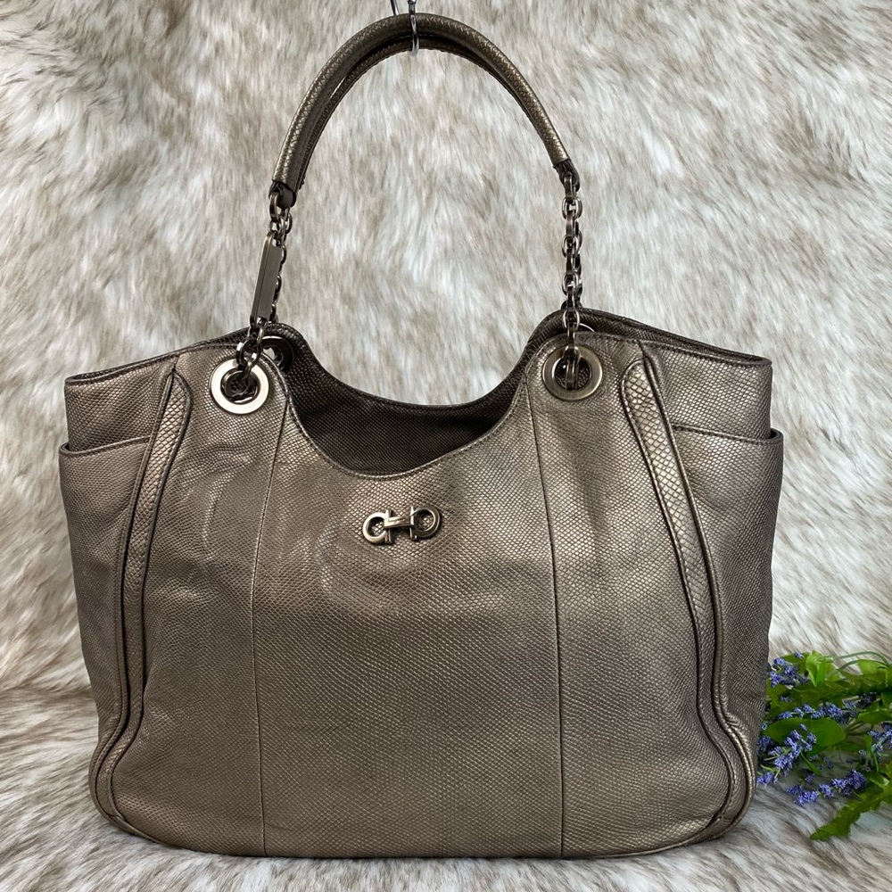 Salvatore Ferragamo Betulla Mercurio Reptile Tote